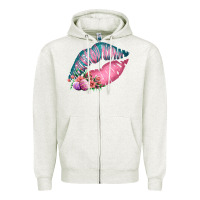 Oatmeal Heather Eared Turquoise Pink Easter Lips Zipper Hoodie - Bettercallsaul