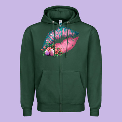 Eared Turquoise Pink Easter Lips Zipper Hoodie Designed By Bettercallsaul