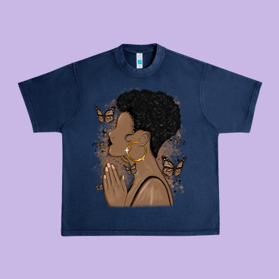 Black Woman Praying Urban Heavy Tee Designed By Maliassmallbusiness