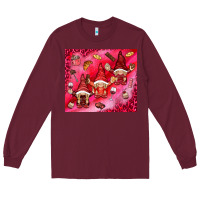 Burgundy gnomies with food Long Sleeve Tee - NancyCooperArtShop