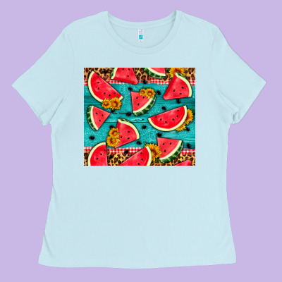 Watermelon And Sunflowers Ladies Tee Designed By Hra Design Shop