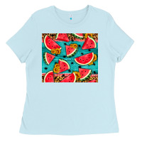 Baby Blue watermelon and sunflowers Ladies Tee - HRA Design Shop