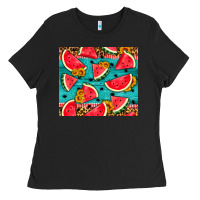 Black watermelon and sunflowers Ladies Tee - HRA Design Shop
