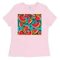 Bubblegum Pink watermelon and sunflowers Ladies Tee - HRA Design Shop