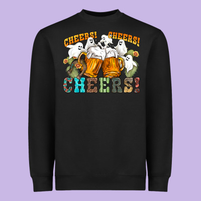 Western Cheers With Ghosts Heavyweight Sweatshirt Designed By Nancycooperartshop