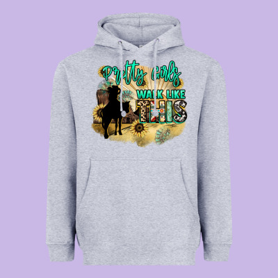 Pretty Girls Walk Like This Heavyweight Hoodie Designed By Howdyjamesfarm