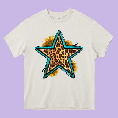 Western Leopard Star Heavy Core Tee Designed By Hra Design Shop