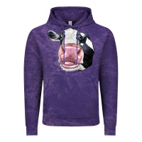 Cloud Purple Cute Holstein Face Vintage Hoodie - LillyAllenDesigns