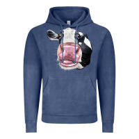 Vintage Denim Cute Holstein Face Vintage Hoodie - LillyAllenDesigns