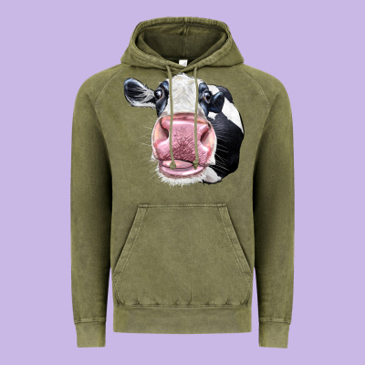 Cute Holstein Face Vintage Hoodie Designed By Lillyallendesigns