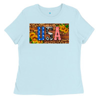 Baby Blue usa sunflowers license plate Ladies Tee - HRA Design Shop