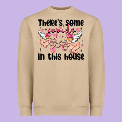 There's Some Cupid's In This House Heavyweight Sweatshirt Designed By Maliassmallbusiness