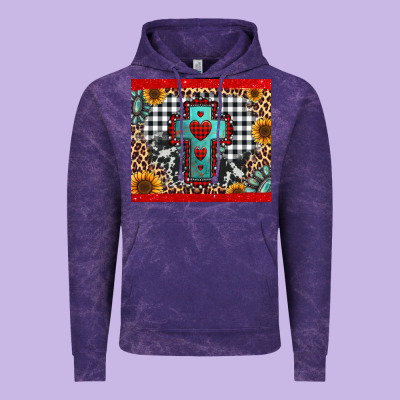 Christmas Cross Vintage Hoodie Designed By Jasminsmagicworld