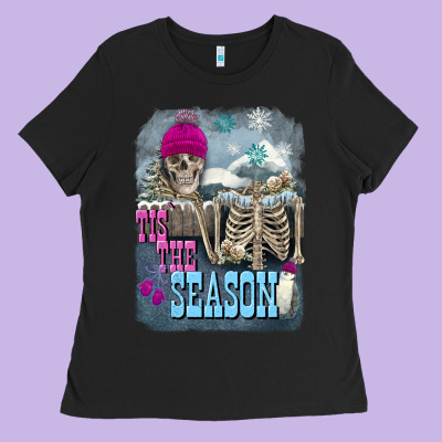 Winter Tis The Season Skeleton Ladies Tee Designed By Fadigitalartstudio