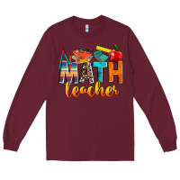 Burgundy math teacher Long Sleeve Tee - NancyCooperArtShop
