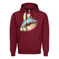 Burgundy Eared Paster Color Easter Lips Zipper Hoodie - Bettercallsaul
