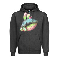 Charcoal Heather Eared Paster Color Easter Lips Zipper Hoodie - Bettercallsaul
