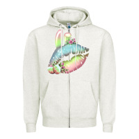Oatmeal Heather Eared Paster Color Easter Lips Zipper Hoodie - Bettercallsaul