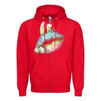 Red Eared Paster Color Easter Lips Zipper Hoodie - Bettercallsaul