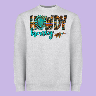 Western Howdy Honey Arrow Gemstone Heavyweight Sweatshirt Designed By Nancycooperartshop