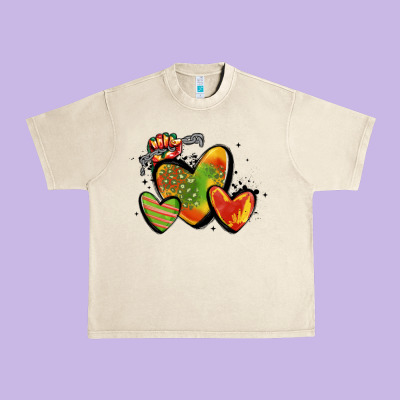 Juneteenth Hearts Urban Heavy Tee Designed By Maliassmallbusiness