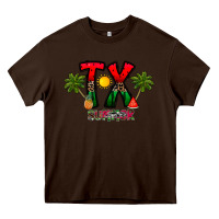 Chocolate Brown texas summer Heavy Core Tee - CowhideDigitalArt