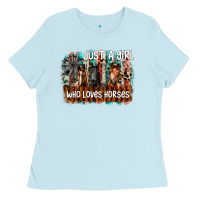 Baby Blue just a girl who loves horses Ladies Tee - CowhideDigitalArt