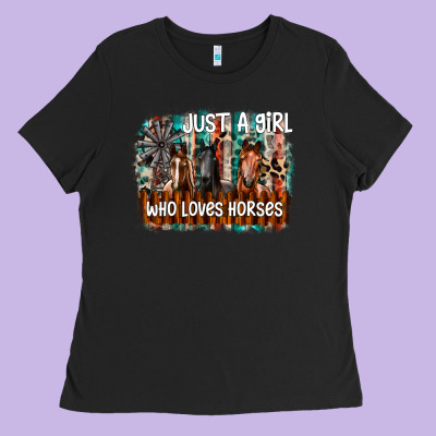Just A Girl Who Loves Horses Ladies Tee Designed By Cowhidedigitalart