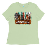 Matcha just a girl who loves horses Ladies Tee - CowhideDigitalArt