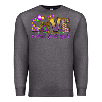 Charcoal Heather Love Mardi Gras Y'all Premium Sweatshirt - HowdyJamesFarm