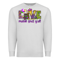 Dove Grey Love Mardi Gras Y'all Premium Sweatshirt - HowdyJamesFarm