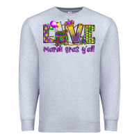 Heather Grey Love Mardi Gras Y'all Premium Sweatshirt - HowdyJamesFarm