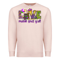 Pale Pink Love Mardi Gras Y'all Premium Sweatshirt - HowdyJamesFarm