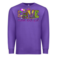 Purple Love Mardi Gras Y'all Premium Sweatshirt - HowdyJamesFarm