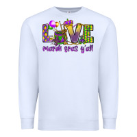 White Love Mardi Gras Y'all Premium Sweatshirt - HowdyJamesFarm