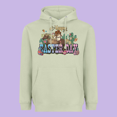 Happy Easter Day Rodeo Heavyweight Hoodie Designed By Howdyjamesfarm