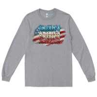 Heather Grey America america Long Sleeve Tee - NancyCooperArtShop