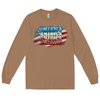 Toasted Coconut America america Long Sleeve Tee - NancyCooperArtShop
