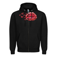 Black kiss with leopard and hearts Zipper Hoodie - RanaPortraitStore