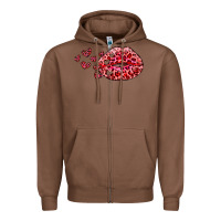Chestnut kiss with leopard and hearts Zipper Hoodie - RanaPortraitStore