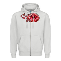 Dove Grey kiss with leopard and hearts Zipper Hoodie - RanaPortraitStore