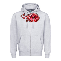Heather Grey kiss with leopard and hearts Zipper Hoodie - RanaPortraitStore