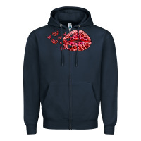 Navy kiss with leopard and hearts Zipper Hoodie - RanaPortraitStore