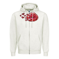 Oatmeal Heather kiss with leopard and hearts Zipper Hoodie - RanaPortraitStore