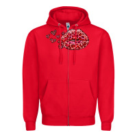 Red kiss with leopard and hearts Zipper Hoodie - RanaPortraitStore