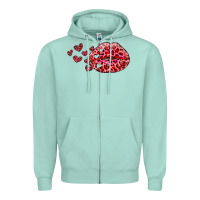 Seafoam kiss with leopard and hearts Zipper Hoodie - RanaPortraitStore