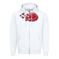 White kiss with leopard and hearts Zipper Hoodie - RanaPortraitStore