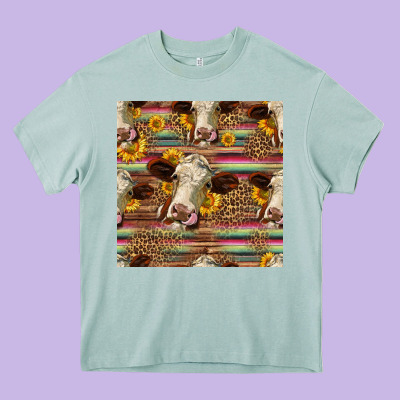 Western Hereford Cattle Seamless Pattern Heavy Core Tee Designed By Hra Design Shop