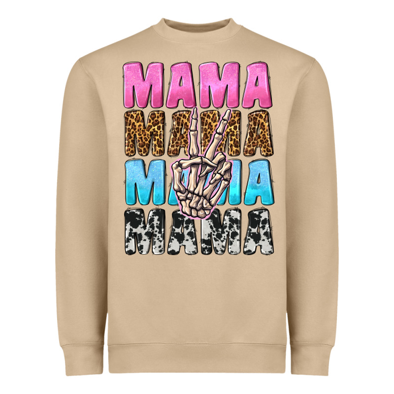 Mama Skeleton Peace Leopard Pattern Heavyweight Sweatshirt by NancyCooperArtShop | Teevron