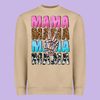 Mama Skeleton Peace Leopard Pattern Heavyweight Sweatshirt Designed By Nancycooperartshop